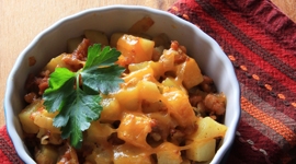 Thumbnail image for Potatoes with Mexican Chorizo & Muy Bueno Cookbook Giveaway