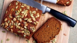 Thumbnail image for Organic EVOO Pumpkin Bread with Pumpkin Seed Topping